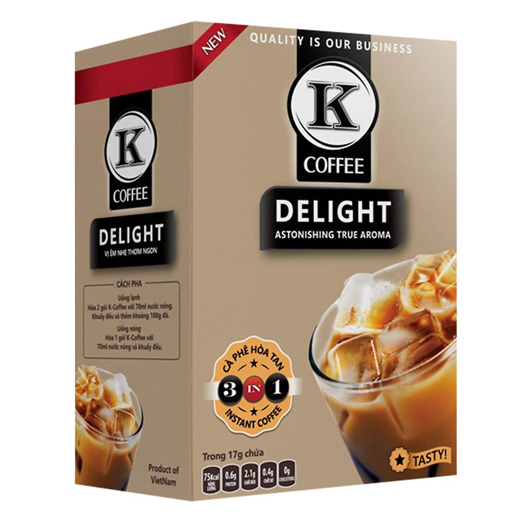 PSKC032 - Cà phê hòa tan K COFFEE DELIGHT 3 in 1 hộp 15 gói